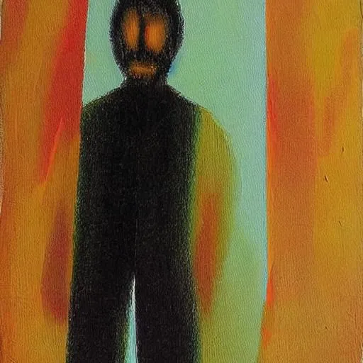 Prompt: abstract man in the distance painting

 