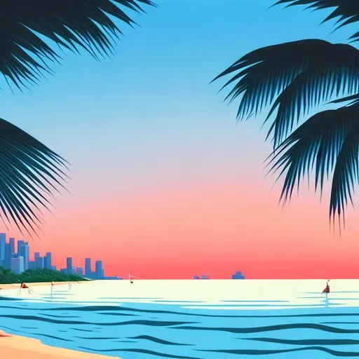 Prompt: tropical dusk in style of Hiroshi Nagai painting