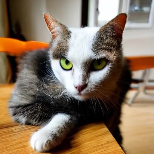 Prompt: A cat sitting on a table