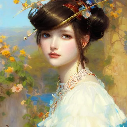 Prompt: pretty  anime girl painting by gaston bussiere, craig mullins, j. c. leyendecker, Krenz Cushart + Artgerm , oil painting texture