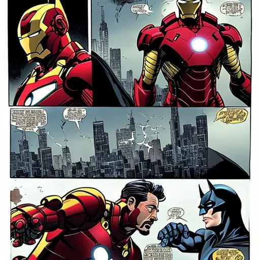 Prompt: Iron man meets batman
