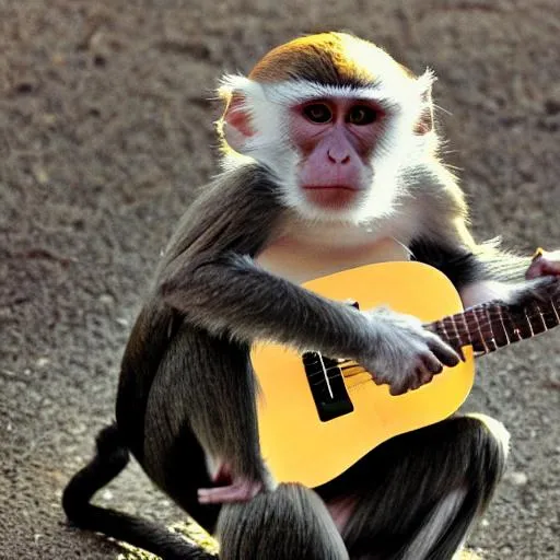 Prompt: Monkey playing guitar 