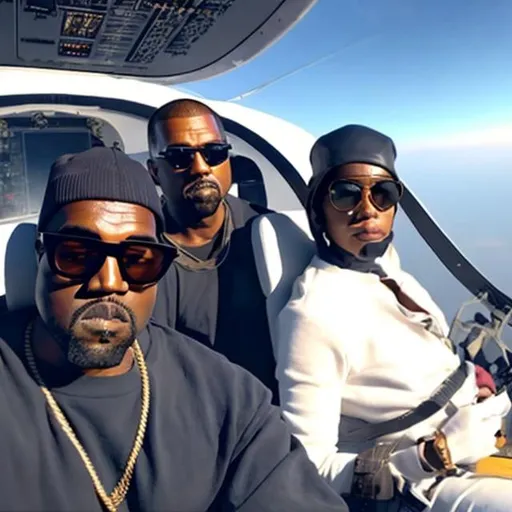 Prompt: Kanye flying a plane
