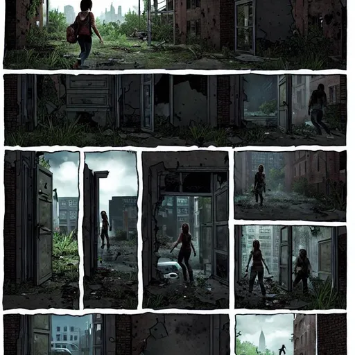 The last of us comics 4k, ellie in DC-style panels