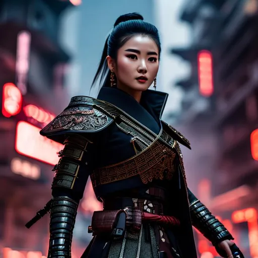 cybernoir samurai, trech coat, uhd, photo, front fac... | OpenArt