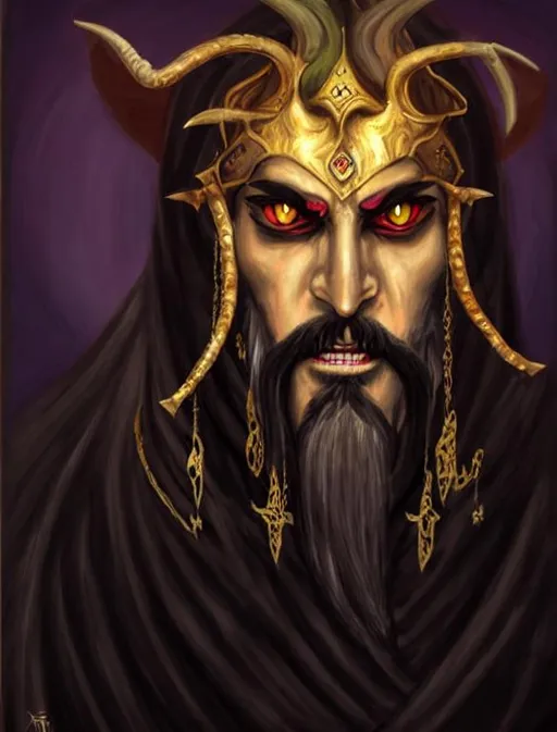Prompt: Realistic portrait of Ahriman, Angra Mainyu, The Persian God and Lord of Darkness, The Archenemy of Ahura Mazda.