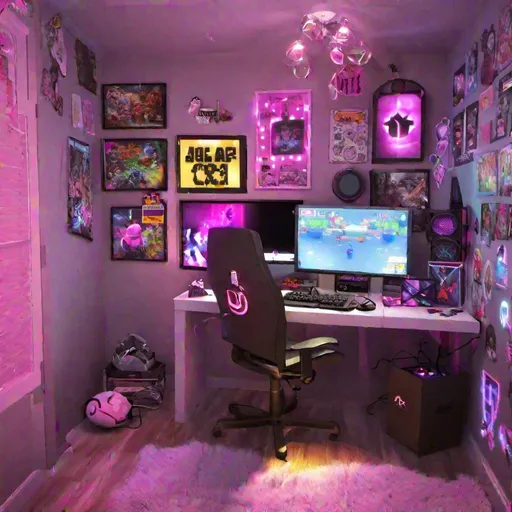 Prompt: gamer girl room 2048 x 1152 pixels 