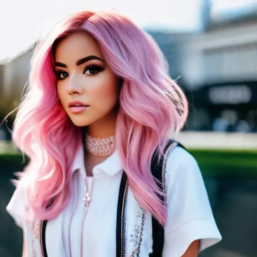 Prompt: Full body Portrait of {teenagers Media on the street} with {pink} hair and with cute عface, { In photo coverage hd}, full body, perfect composition, hyperrealistic, super detailed, 8k, high quality , trending art , trending on artstation , sharp focus , Realistic background image hd, intricate details, highly detailed.