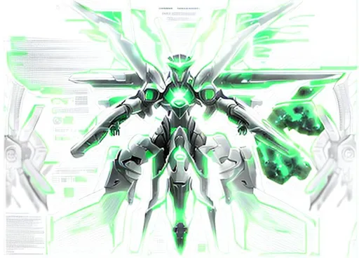 Prompt: green and  silver scifi armor, ULTRAKILL Xenoblade 2 , conceptart , scifi sword,  halo