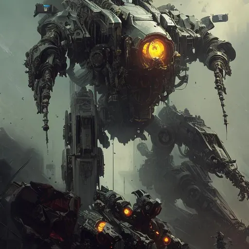 Prompt: Welcome to the mech space legion, highly detailed, sharp focus, vivid colors, intricate design, dramatic, character design, sharp focus, dramatic lighting, art by Abbott Handerson Thayer and Jeremy Mann