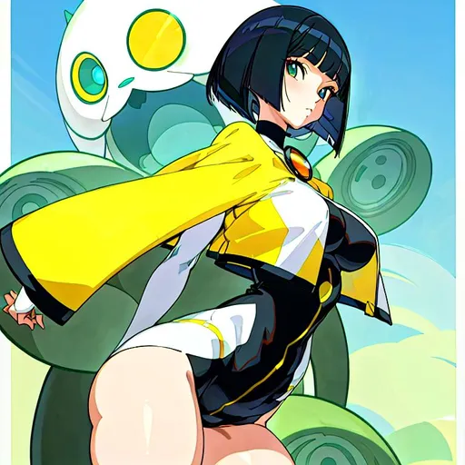 Prompt: a lonely AI girl, very tall, thick thighs, wide hips, huge glutes, long legs, arms, slender waist, big beautiful symmetrical eyes, intriguingly beautiful face, aloof expression, bob haircut with bangs, wearing Studio Ghibli fashion clothes, wearing Studio Ghibli fashion accessories, 36K resolution, hyper-professional, impossible quality, impossible resolution, impossible detail, hyper output