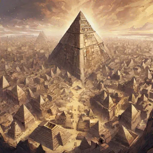 Prompt: Axia, Quantam Realm, City, with a pyramid in the middle of it.