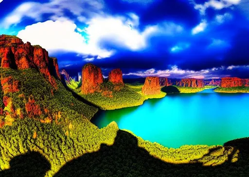 Prompt: long shot scenic professional photograph of {scenery}, perfect viewpoint, highly detailed, wide-angle lens, hyper realistic, with dramatic sky, polarizing filter, natural lighting, vivid colors, everything in sharp focus, HDR, UHD, 64K