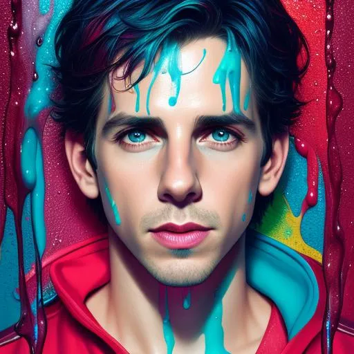 Younger male Ben Stiller, mixed media, wet paint, Je... OpenArt