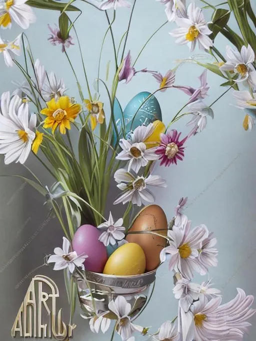 Prompt: Art deco, easter ad 