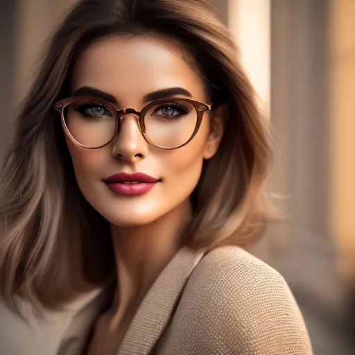 Prompt: An ultra realistic waist-up portrait of good looking European woman, long shot super detailed lifelike illustration, sand colored hair, lovely lips, glasses, pearly white teeth, 

soft focus, clean art, professional, colorful, rich deep color, CGI winning award, UHD, HDR, 8K, RPG, UHD render, HDR render, 3D render cinema 4D