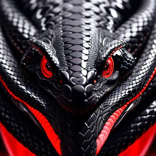 a face shot of a twelve-foot snake made of bones red...
