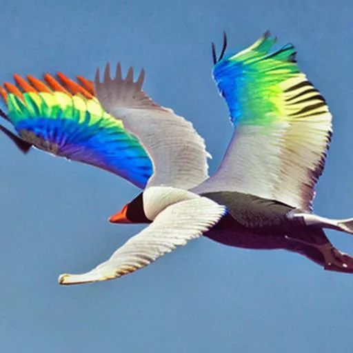 Prompt: Rainbow goose
