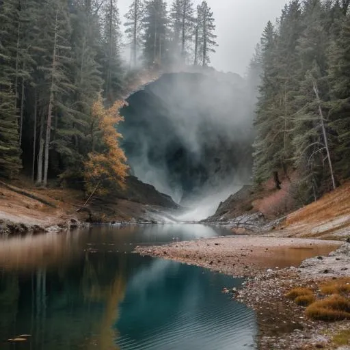 Prompt: a 800 mm photo of a mysterious hole in the lake, eerie atmosphere and dreamlike, extremely detailed effects and lighting