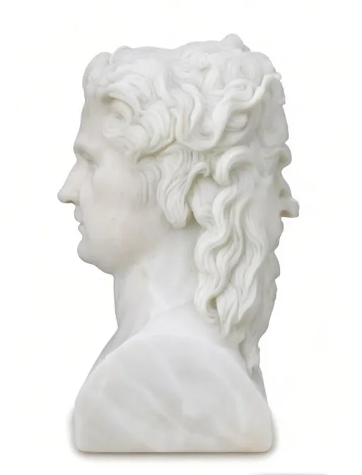Prompt: white man portrait marble statue organic