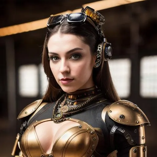 Prompt: Please produce a photograph of a steampunk robotic beautiful female android, driving a super bike, high quality, trending art, trending on artstation, sharp focus, studio photo, intricate details, highly detailed, UHD, HDR, 8K, ((Masterpiece))
