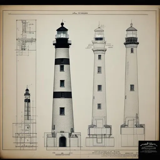 Prompt: architectural blueprints of a lighthouse