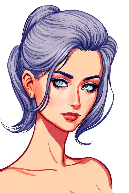 Beautiful Woman Cartoon Portrait 