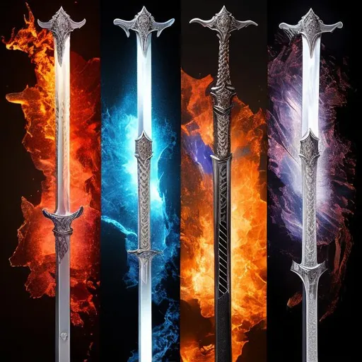 Prompt: sword,ice,light,fire