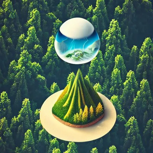 Prompt: 100mm photo of isometric floating island in the sky, surreal {forest}, intricate, high detail, behance, microworlds smooth, macro sharp focus, centered