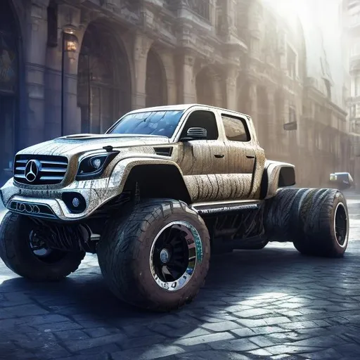 Prompt: concept mercedes truck 
on the block in the hood drug dealer and pretty girls nice cars jewlery and money

realistic, photograph, fantasy, epic oil painting, (hyper real),  (hyper detailed), extremely beautiful, (on back), sprawled, paws in the air, playful, UHD, studio lighting, best quality, professional, ray tracing, 8k eyes, 8k, highly detailed, full body shot, zoomed out view of character, hyper detailed eyes, perfect composition, ray tracing, masterpiece, trending, instagram, artstation, deviantart, best art, best photograph, unreal engine, high octane, cute, adorable smile, lying on back, flipped on back, lazy, peaceful, (highly detailed background), vivid, vibrant, intricate facial detail, incredibly sharp detailed eyes, incredibly realistic, concept art, anne stokes, yuino chiri, character reveal, extremely detailed, sapphire sky, complementary colors, golden ratio, rich shading, vivid colors, high saturation colors, nintendo, pokemon, silver light beams