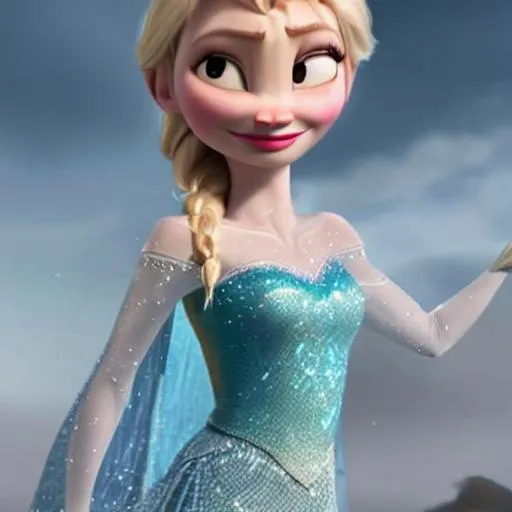 Prompt: Movie Elsa dressed in a suit and tie with high heels
