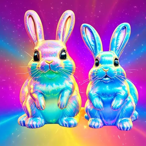 Prompt: Holographic bunnies in the style of Lisa frank
