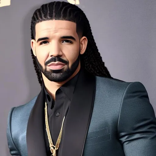 Prompt: Drake is cute with very long hair by  his waist 