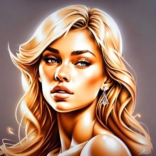 Prompt: Beautiful blonde woman cartoon portrait 