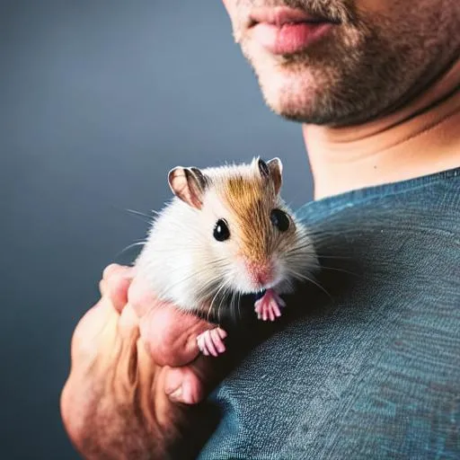 Man holding a tiny, beautiful hamster Stock Photo by ©fantom_rd 100965504