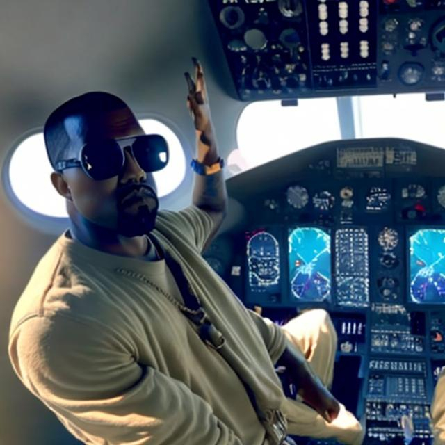 Kanye flying a plane | OpenArt