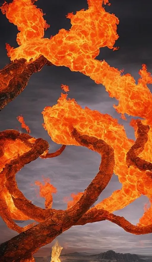 Prompt: Create an image for a collectible card game background inspired by the element of fire. The image should feature a fiery and intense scene, dimensions 88.9mm×63.5mm, fantasy style, hyperrealistic, dynamicity, super detailed, 8k, high-quality rendering, high definition, energy flow, luminous colours, real fire representation, scorched landscape

Use the following parameters for the prompt:

Subject: card background featuring the element of fire
Color palette: Warm tones of red, orange, and yellow, with cool blues and purples for contrast
Texture: Fiery and smoky textures, with subtle textures of rocks and lava
Details: Detailed flames, sparks, and embers, with glowing hot spots and deep shadows
Resolution: 8k, aspect ratio 7:4, with a focus on the center of the image
Additional inspirations: Think of the destructive yet powerful nature of fire, and draw inspiration from the fierce creatures of fantasy worlds.

Generate an image that is visually striking and conveys the essence of the element of fire