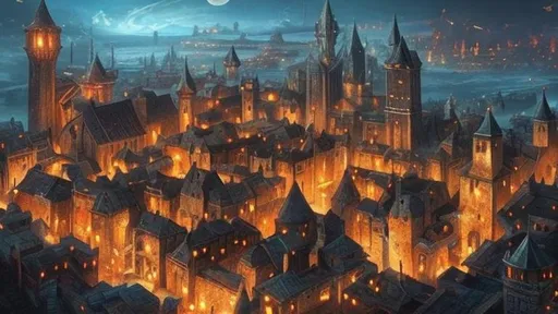 Prompt: Fantasy medieval cities
