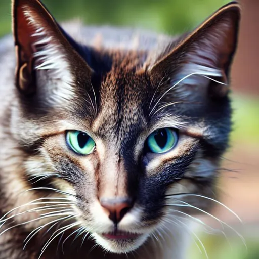 Prompt: A feral cat with blue whiskers

