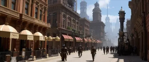 Prompt: Steampunk city at noon, DVD Screengrab from 2009 live action film