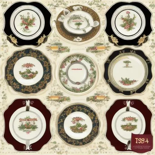 Prompt: Victorian tableware clipart
