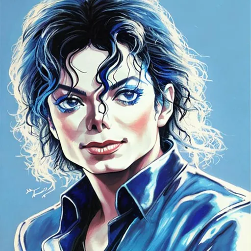 Prompt: Michael Jackson  in colors of blue