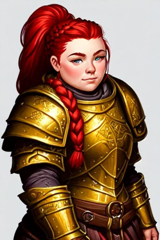 female dwarf paladin in heavy full plate armor with... | OpenArt