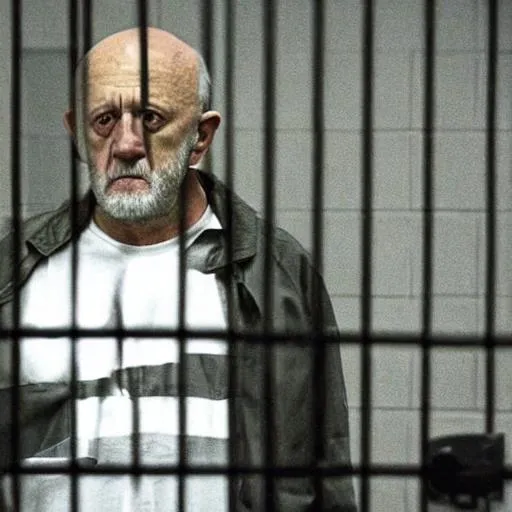 Prompt: mike ehrmantraut in prison