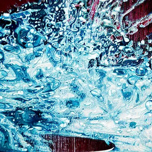 Prompt: water destroying everything in its place abstract art