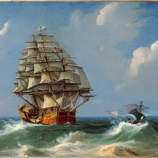 18th century ship in the ocean | OpenArt