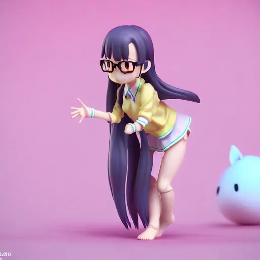 Prompt: tiny cute toy, Nagatoro Hayase, softh smooth light, soft pastel colors, 3d blender render, toy art