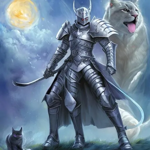 magical lord, knight with pet cat | OpenArt