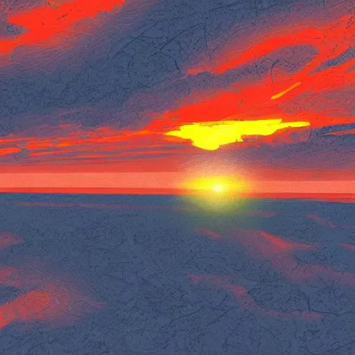 Prompt: a sunset with a cliff, digital art style