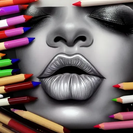 Pencil Lips Drawing